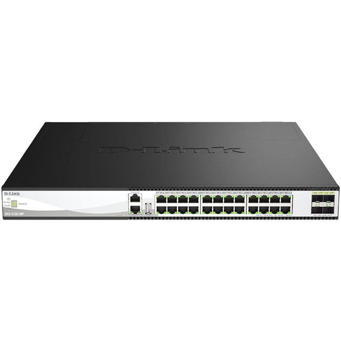 D-Link DXS-3130-28P Switch Gestionable de Capa 3 con 24 puertos 10G PoE++ y 4 puertos 10/25G SFP28